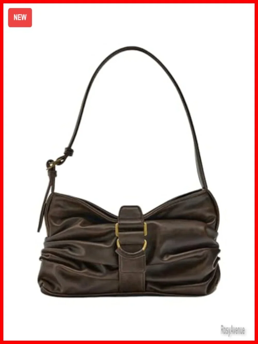 Y2K Faux Leather Ruched Hobo Shoulder Bag Punk Vintage Handbag